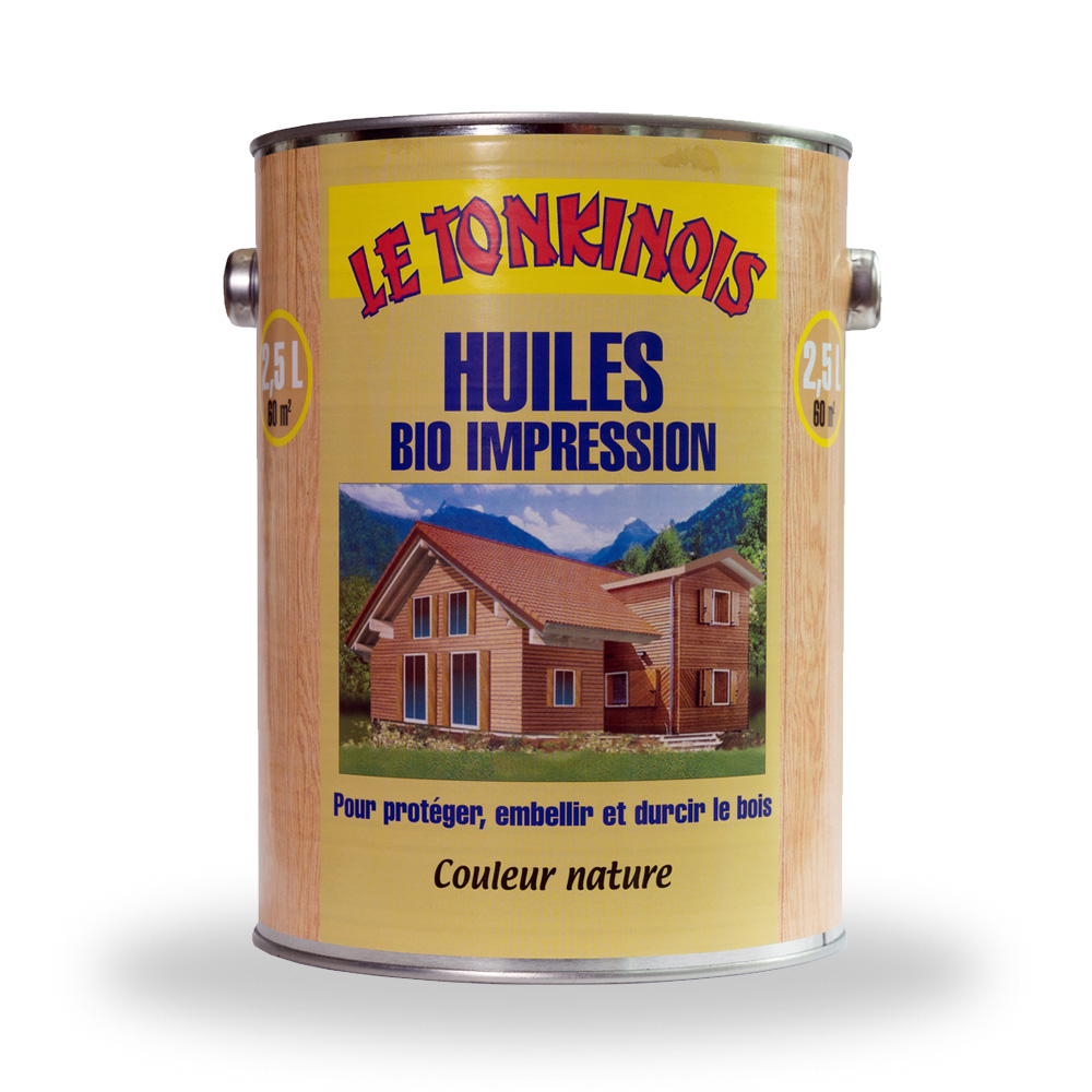 Dose Le Tonkinois Bio Impression mit Abbildung eines Holzhauses auf dem Etikett, Dose steht aufrecht, Produktname klar lesbar, schlichtes Design.